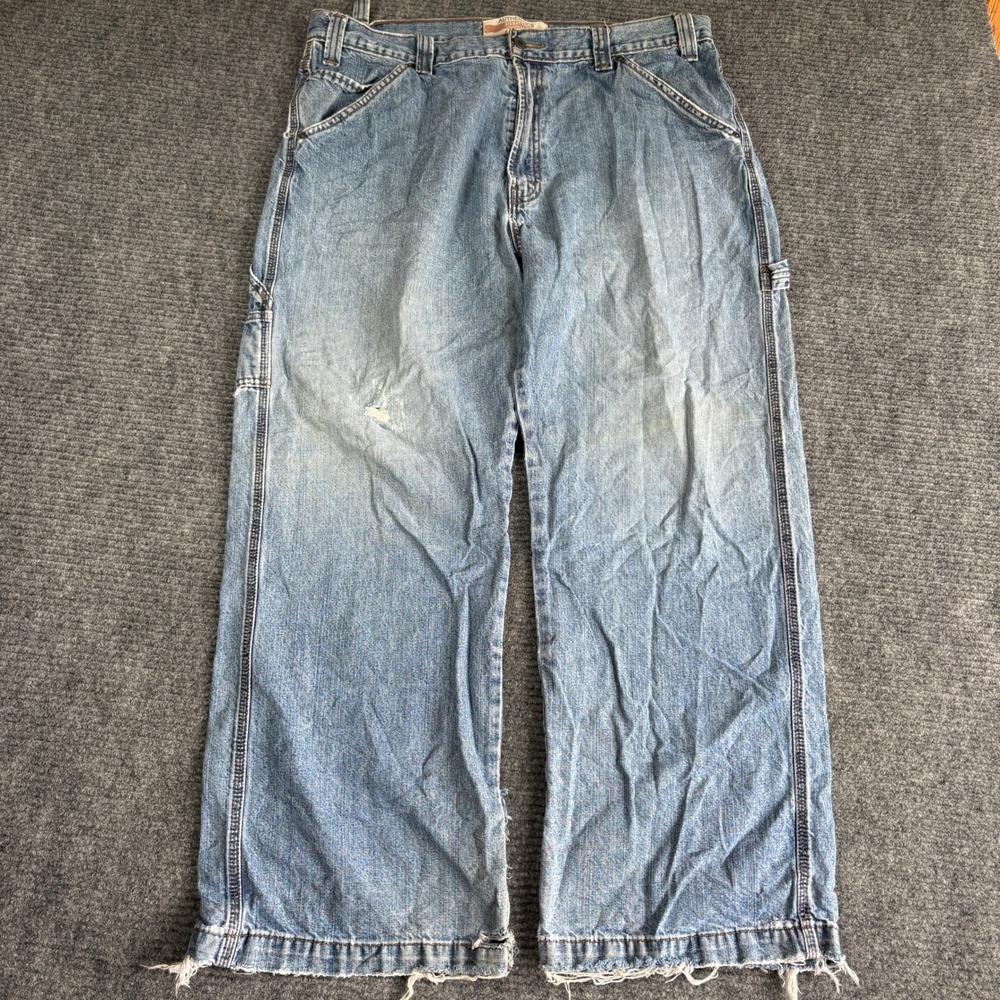 Signature by Levi Strauss Authentics Men 36x30 Distressed Carpenter Jeans Blue